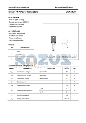 2SA1470 datasheet - Silicon PNP Power Transistors