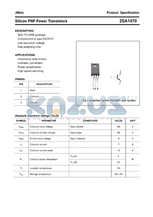 2SA1470 datasheet - Silicon PNP Power Transistors