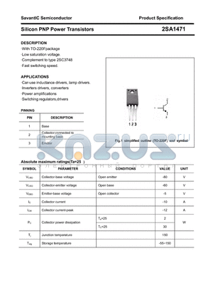 2SA1471 datasheet - Silicon PNP Power Transistors