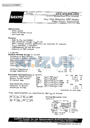 2SA1475 datasheet - Very High-Definition CRT Display, Video Output Applications