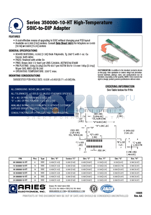 20-350000-10-HT datasheet - High-Temperature SOIC-to-DIP Adapter