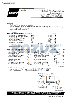 2SA1478 datasheet - High-Definition CRT Display, Video Output Applications