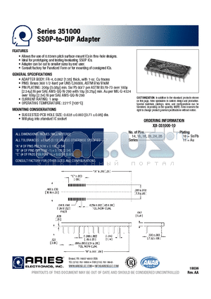20-351000-10 datasheet - SSOP-to-DIP Adapter