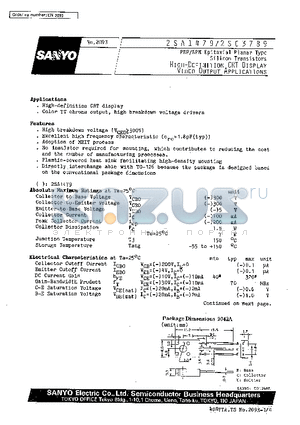 2SA1479 datasheet - High-Definition CRT Display, Video Output Applications