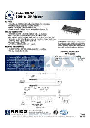 20-351000-11 datasheet - SSOP-to-DIP Adapter