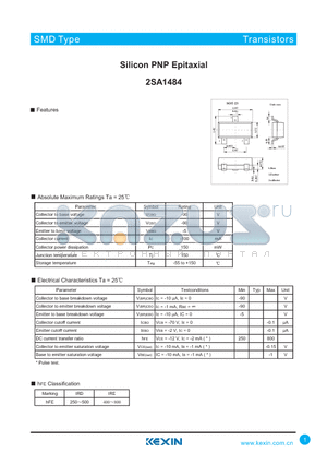2SA1484 datasheet - Silicon PNP Epitaxial