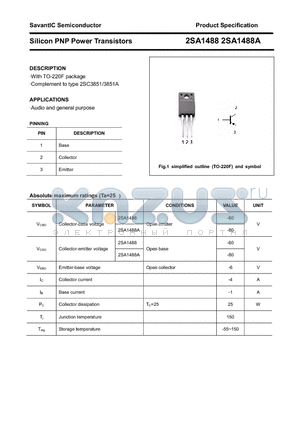 2SA1488 datasheet - Silicon PNP Power Transistors