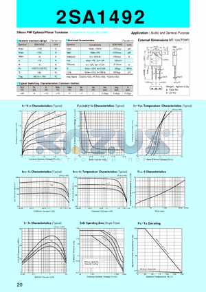 2SA1492 datasheet - Silicon PNP Epitaxial Planar Transistor(Audio and General Purpose)