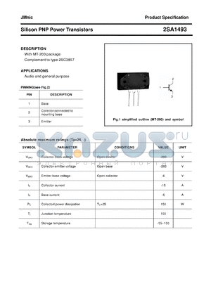 2SA1493 datasheet - Silicon PNP Power Transistors