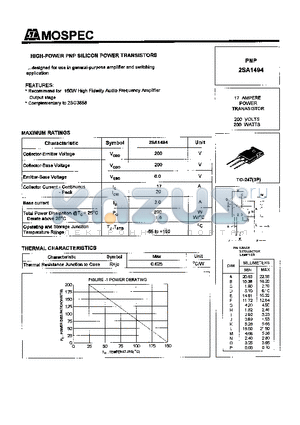 2SA1494 datasheet - POWER TRANSISTORS(17A,200V,200W)
