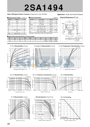 2SA1494_07 datasheet - Silicon PNP Epitaxial Planar Transistor