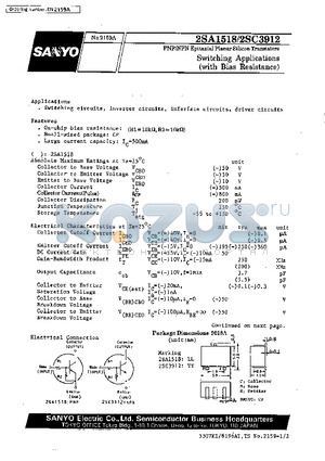 2SA1518 datasheet - Switching Applications(with Bias Resistance)