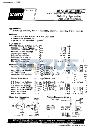 2SA1520 datasheet - Switching Applications(with Bias Resistance)