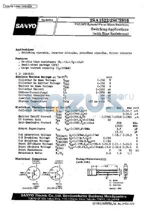 2SA1522 datasheet - Switching Applications(with Bias Resistance)