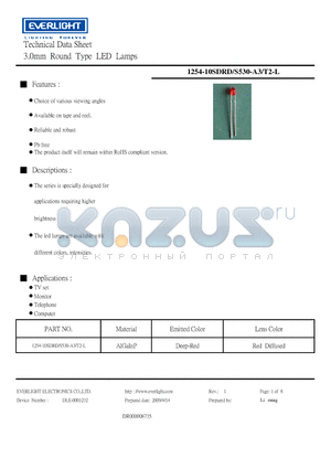 1254-10SDRD-S530-A3-T2-L datasheet - 3.0mm Round Type LED Lamps