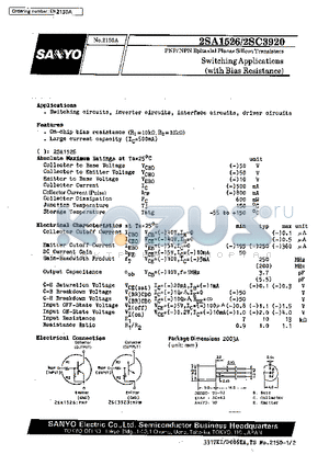 2SA1526 datasheet - Switching Applications(with Bias Resistance)