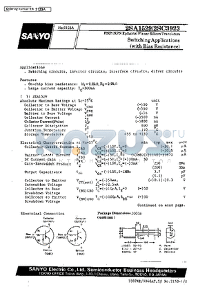 2SA1529 datasheet - Switching Applications(with Bias Resistance)