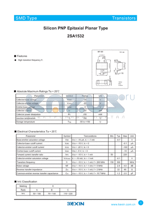 2SA1532 datasheet - Silicon PNP Epitaxial Planar Type