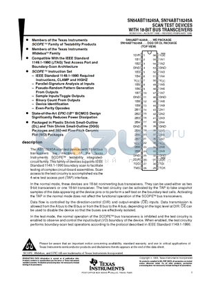 5962-9460102QXA datasheet - SCAN TEST DEVICES WITH 18-BIT BUS TRANSCEIVERS