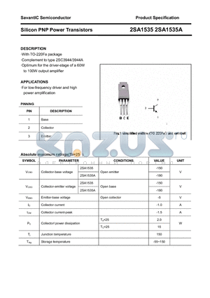 2SA1535 datasheet - Silicon PNP Power Transistors