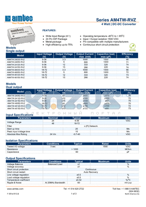 AM4TW-RVZ_13 datasheet - 4 Watt | DC-DC Converter