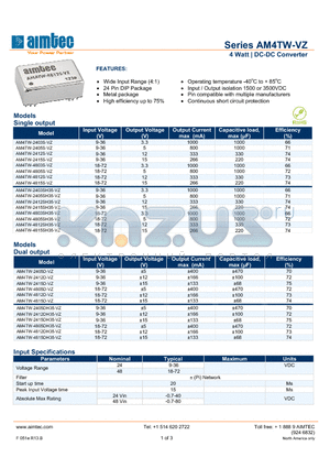 AM4TW-VZ_13 datasheet - 4 Watt | DC-DC Converter