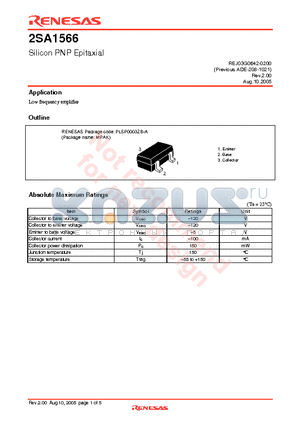 2SA1566JIDTL-E datasheet - Silicon PNP Epitaxial