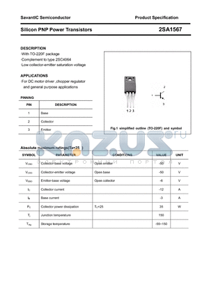2SA1567 datasheet - Silicon PNP Power Transistors