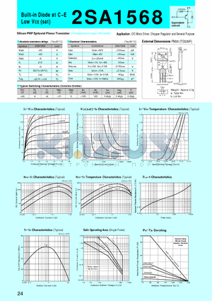 2SA1568 datasheet - Silicon PNP Epitaxial Planar Transistor(DC Motor Driver, Chopper Regulator and General Purpose)