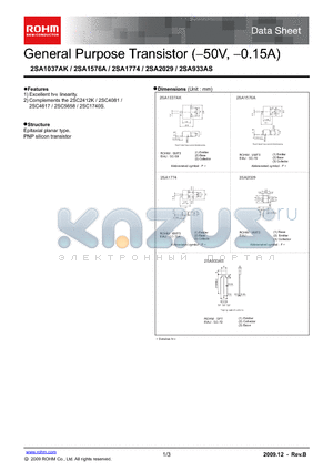 2SA1576A datasheet - General Purpose Transistor (50V, 0.15A)