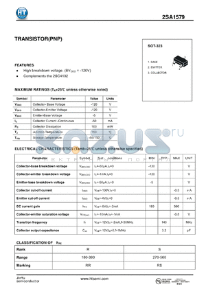 2SA1579 datasheet - TRANSISTOR(PNP)