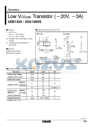 2SA1585S datasheet - Low Vce(sat) Transistor (-20V, -3A)