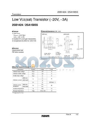 2SA1585S datasheet - Low VCE(sat) Transistor (−20V, −3A)