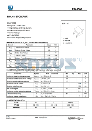 2SA1586 datasheet - TRANSISTOR(PNP)