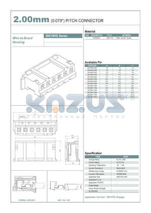 20010HS datasheet - 2.00mm PITCH CONNECTOR