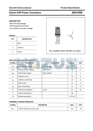 2SA1599 datasheet - Silicon PNP Power Transistors