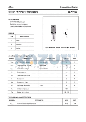 2SA1600 datasheet - Silicon PNP Power Transistors