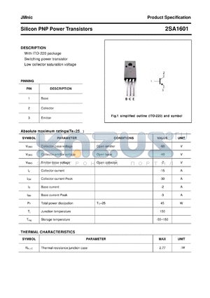 2SA1601 datasheet - Silicon PNP Power Transistors