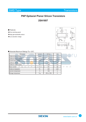 2SA1607 datasheet - PNP Epitaxial Planar Silicon Transistors