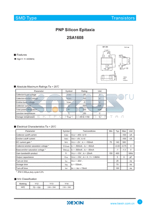 2SA1608 datasheet - PNP Silicon Epitaxia