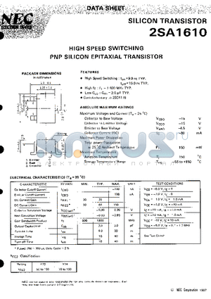2SA1610 datasheet - HIGH SPEED SWITCHING PNP SILICON EPITAXIAL TRANSISTOR