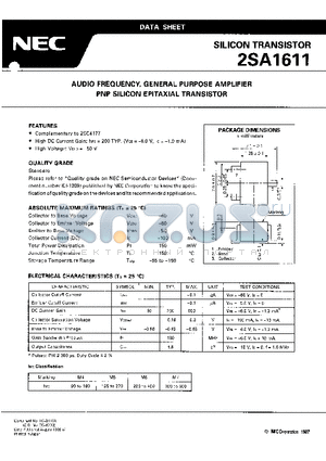 2SA1611 datasheet - AUDIO FREQUENCY GENERAL PURPOSE AMPLIFIER PNP SILICON EPITAXIAL TRANSISTOR