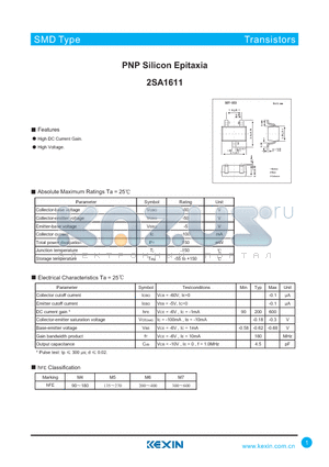 2SA1611 datasheet - PNP Silicon Epitaxia