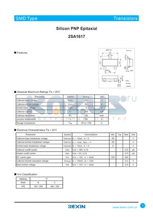 2SA1617 datasheet - Silicon PNP Epitaxial