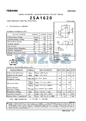 2SA1620 datasheet - TRANSISTOR (AUDIO FREQUENCY AMPLIFIER APPLICATIONS)