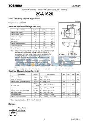 2SA1620 datasheet - Audio Frequency Amplifier Applications