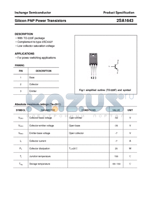 2SA1643 datasheet - Silicon PNP Power Transistors