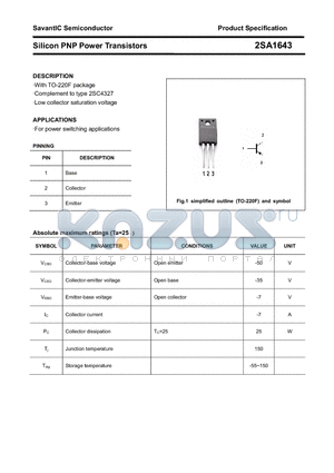 2SA1643 datasheet - 2SA1643