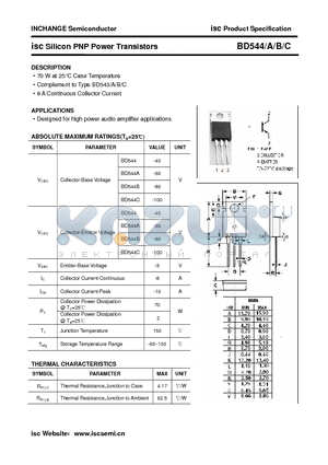 BD544 datasheet - isc Silicon PNP Power Transistors