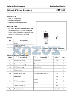 2SA1645 datasheet - Silicon PNP Power Transistors